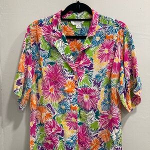 Dior Vibrant Pink and Orange Floral Casual Shirt